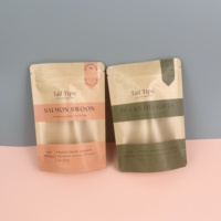 Sacs en papier kraft biodégradables à fermeture éclair, imprimés sur mesure, 50g, 100g, 250g, pour aliments pour animaux lyophilisés, pochettes en papier kraft brun