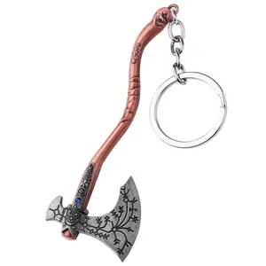 Thần chiến tranh Kratos rìu Móc Chìa Khóa người giám hộ lá chắn thanh kiếm Mặt dây chuyền Keychain cho phụ nữ người đàn ông người hâm mộ xe Keyring đồ trang sức
