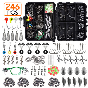 Hot 246PCS Set di accessori per la pesca Jig Hooks Sinker girevole Bead Fish Terminal Tackle, attrezzatura da pesca Kit per la pesca in acqua salata