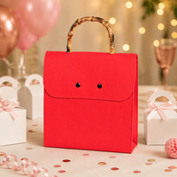 En stock, prêt à être expédié : Sac de rangement en feutre anti-poussière réutilisable avec poignée en bambou pour sac à main, emballage cadeau, articles divers quotidiens