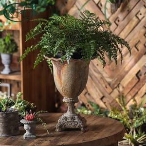 Maceta de estilo europeo antiguo para jardín exterior, con acabado en óxido desgastado, maceta alta para plantas verdes. - Product Image 2