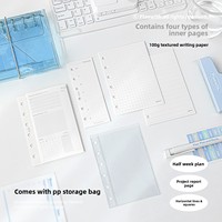 Planwith Carnet Transparent Tri-Pliant Haute Esthétique Style Instagram Portable A7 à Feuillets Mobiles Agenda/Journal/Carnet de Notes Cadeau