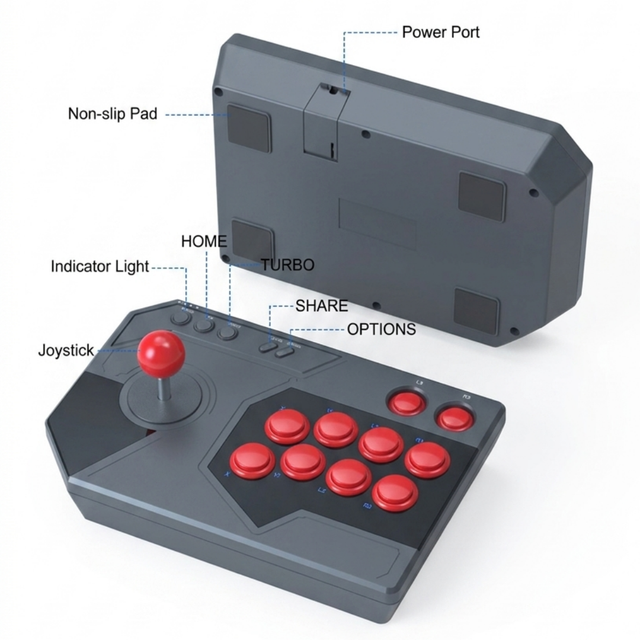 Customized PS5 Arcade Stick DIY Design Wired Gamepad 8-way Precise Control Stick for PC Steam