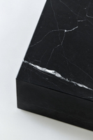 Table basse sur piétement en marbre noir Nero Marquina, design moderne et personnalisé SH STONE pour salon