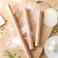 Rouleau à pâtisserie en bois massif naturel, antiadhésif, avec poignée lisse, pour pâte à dumplings et pâtisseries, outils de cuisine et de pâtisserie