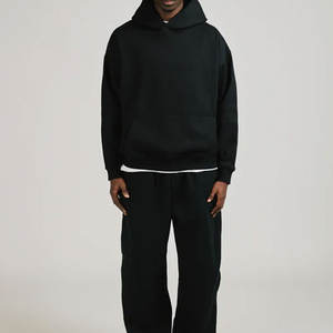 Sweat à capuche à épaules tombantes pour homme, couleur unie, vêtements personnalisés, fabrication au Pakistan, vente en gros, polyester et coton écologiques, vêtements décontractés - Product Image 3