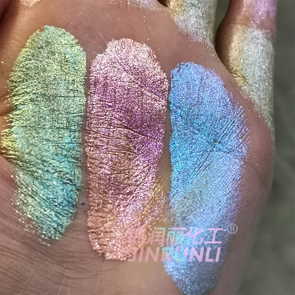 Jinrunli siêu thay đổi mắt ngọc trai ánh sáng lung linh Duochrome long lanh sắc tố Tắc Kè Hoa Pearlescent lỏng Eyeshadow sắc tố