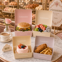 Boîte à hamburger jetable personnalisée en gros, emballage alimentaire en carton pour restauration rapide, emballage antigraisse en forme de coquille, vente en gros