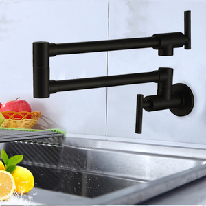Nuevos productos lanzados, llenado de ollas estirable plegable, brazo oscilante DE DOBLE JUNTA, montaje en pared, grifo de cocina negro, filtro de agua - Product Image 3