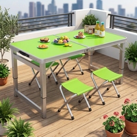 Table de camping pliable portable avec 4 chaises, ensemble de table de pique-nique en aluminium pour l'extérieur, 120x60cm