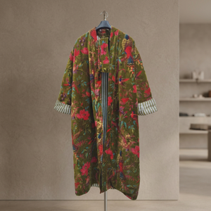 Bata estilo kimono bordada y estampada de manga larga para adulto, ropa festiva elegante y a la moda para ocasiones especiales y uso diario. - Product Image 4
