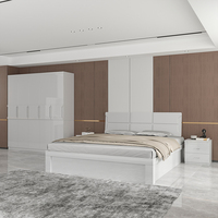 Offre Spéciale chambre moderne ensemble king size stockage bois chambre meubles lit chambre haute brillance blanc 1800 mm ensemble de chambre en bois