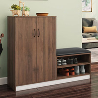 Meuble à chaussures rustique de style farmhouse, fin et élégant, avec couvercle rabattable, en bois, pour l'entrée