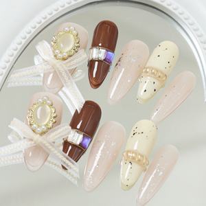 Faux ongles à presser faits main, couvrance totale, motif étoile et papillon, en acrylique de luxe, prix d'usine en gros - Product Image 1