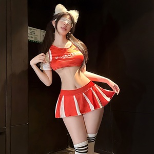 Ensemble de <span class=keywords><strong>lingerie</strong></span> sexy pour cosplay de supporter de football, tenue de pom-pom girl, ensemble gainant tissé ODM, style pur et séduisant Qqny - Product Image 4