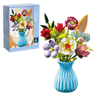 Usine En Gros DIY Fête Des Mères Décoration Roses Artificielles Fleurs Cadeau Briques Bouquet De Fleurs Ensemble De Construction