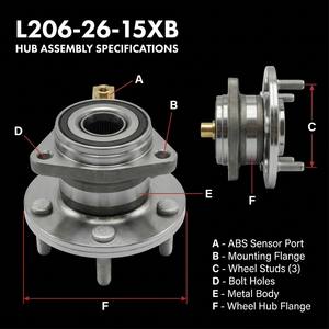 Kit de Cubo de Rueda <span class=keywords><strong>Delantero</strong></span> OEM Grado 5QD407621A con Sensor ABS para VW Lavida 2018-2022 y <span class=keywords><strong>Audi</strong></span> <span class=keywords><strong>A3</strong></span> 2017-2020 - Product Image 4