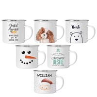 Logo personnalisé sud-coréen imprimé en acier inoxydable gobelet Splash métal Camping en plein air tasse en émail pour le café ou le bureau