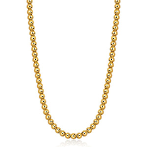 Collier en acier inoxydable plaqué or PVD 18 carats avec perles, cadeaux de Noël et d'anniversaire, chaîne à perles de 6 mm pour femmes et hommes - Product Image 5