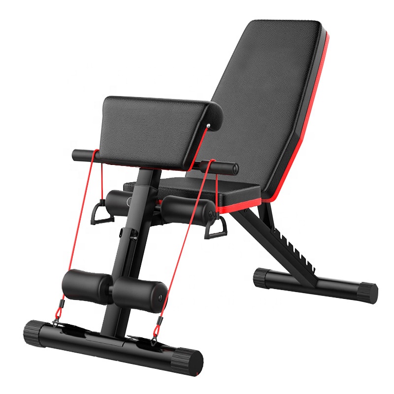 2024 hot selling adjustable dumbbell bench with pulling rope home gym equipment weight bench with resistance stripe roman bench