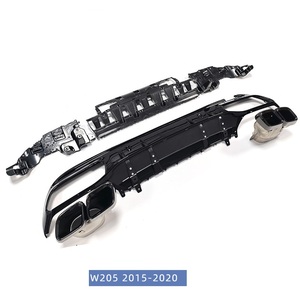 Diffuseur de pare-chocs arrière W205 avec tuyau d'échappement pour Mercedes Classe C W205 C63, noir brillant, style AMG, kit carrosserie, prix d'usine - Product Image 3