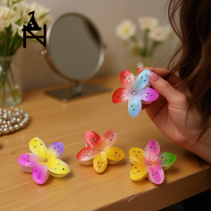 Pince à cheveux fleurie Zi 8 cm en résine avec strass, style doux pour femme - Product Image 3