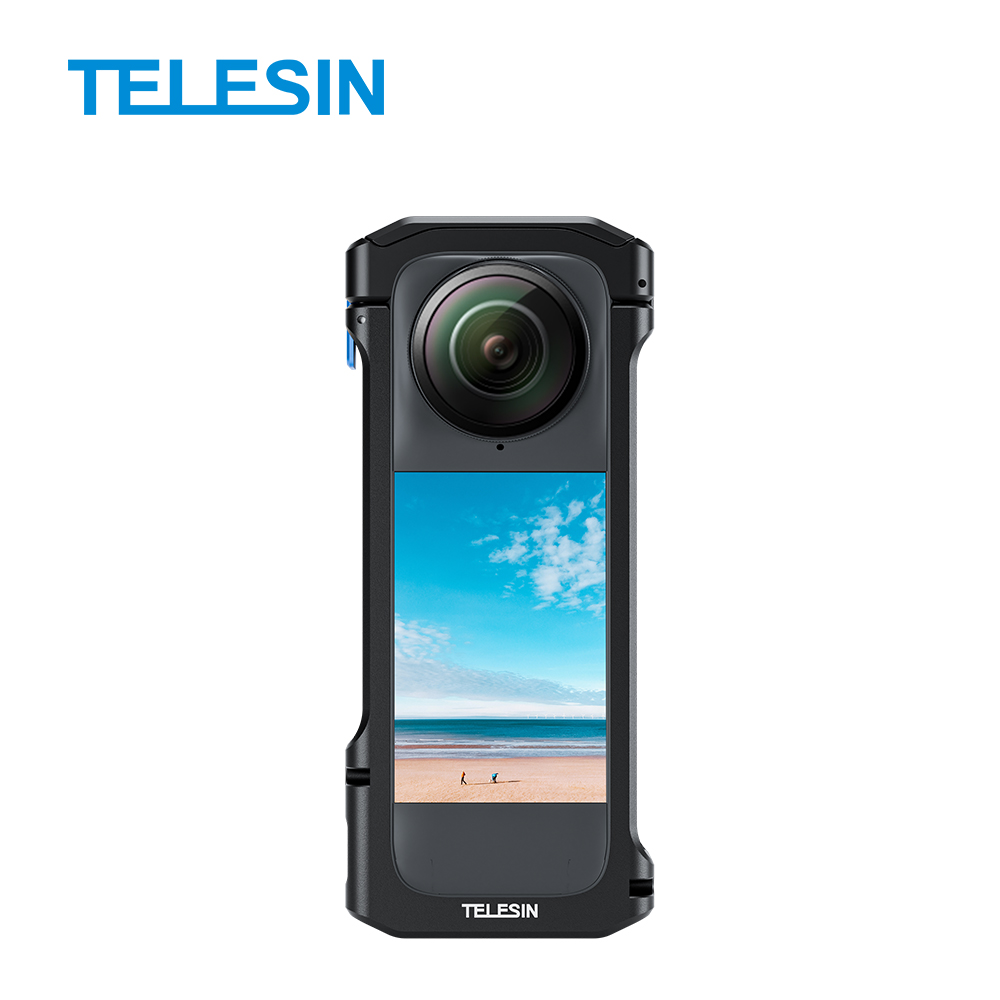 X5 Insta360 Case K&F Concept Camera Cage For Insta360 X5, Durable Aluminum Alloy Protective Case With Quick Release Knob, Built-in Cold Shoe Mounts And 1/4" Threads, Silicone Lens Cover Action Camera Frame