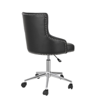 Chaise de bureau exécutive réglable à dossier haut avec revêtement en cuir PU et fonction pivotante, design moderne, structure en bois