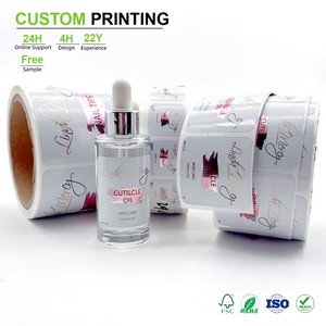 Etichette Adesive Personalizzate in PVC Calandrato Lucido con Lamina Metallica Rosa, Impermeabili e Opache per Bottiglie di Olio d'Ambra - Product Image 1