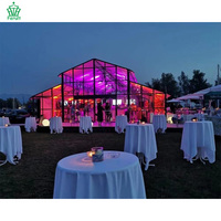 Vente directe - Structure de tente d'événement professionnelle avec grande couverture transparente et cadre noir pour mariage, fête ou événement