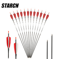 Flèches en carbone STARCN Archery ID 4,2 mm avec plumes de dinde véritables pour arc classique et arc à poulies, accessoires de tir et de chasse