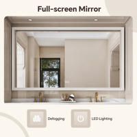 Meuble-lavabo de salle de bain de style français avec double vasque, armoire en bois massif et miroir intelligent avec rangement pour les espaces de salle de bain modernes