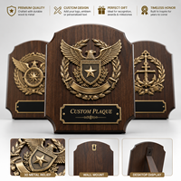 Plaque personnalisée en métal et bois, bouclier en alliage de zinc moulé sous pression avec finition laiton antique et base en noyer foncé pour trophée de reconnaissance