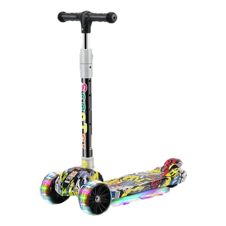 Nieuwe Kinderscooter One Foot Gladde Graffiti Jojo Met Muziek Licht Fabrieksopruiming Super Goedkoop