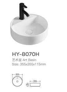 Lavabo en céramique économique, blanc brillant, rond, petit, à poser sur comptoir, pour meuble <span class=keywords><strong>de</strong></span> salle <span class=keywords><strong>de</strong></span> bain - Product Image 5