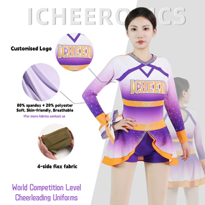 Icheerobics Sublimation Cheerleading Uniforme Personnalisé pour Enfants Ab Strass Personnalisé Cheer Uniformes pour Hommes et Femmes - Product Image 4