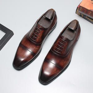 Nouvelles chaussures d'affaires formelles en cuir à la mode pour hommes en cuir véritable chaussures en cuir de vachette à grain supérieur anglais avec lacets - Product Image 5