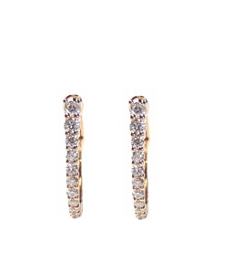 Bijoux fins vintage en gros, boucles d'oreilles créoles personnalisées en or rose 18 carats avec diamants de haute qualité, pour fêtes et mariages, pour femme - Product Image 3
