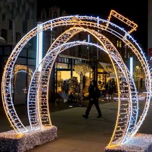 Décorations <span class=keywords><strong>de</strong></span> <span class=keywords><strong>Noël</strong></span> Extérieures Étanches en 3D avec Motifs Lumineux LED, Cadre en Fil Métallique Fait Main, Grandes Ornements, Arches Géantes et Boules Lumineuses pour Centres Commerciaux - Product Image 6