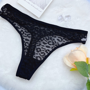 Tanga de Encaje Transparente con Estampado de Leopardo para Mujer, Ropa Interior Sexy de Cintura Baja, Lencería Íntima Transpirable de Secado Rápido, OEM ODM - Product Image 6