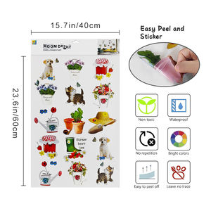 Impermeabile PVC resistente PET <span class=keywords><strong>natura</strong></span> fiori fiori simpatici cane gatto adesivi <span class=keywords><strong>murali</strong></span> per camera da letto soggiorno - Product Image 2