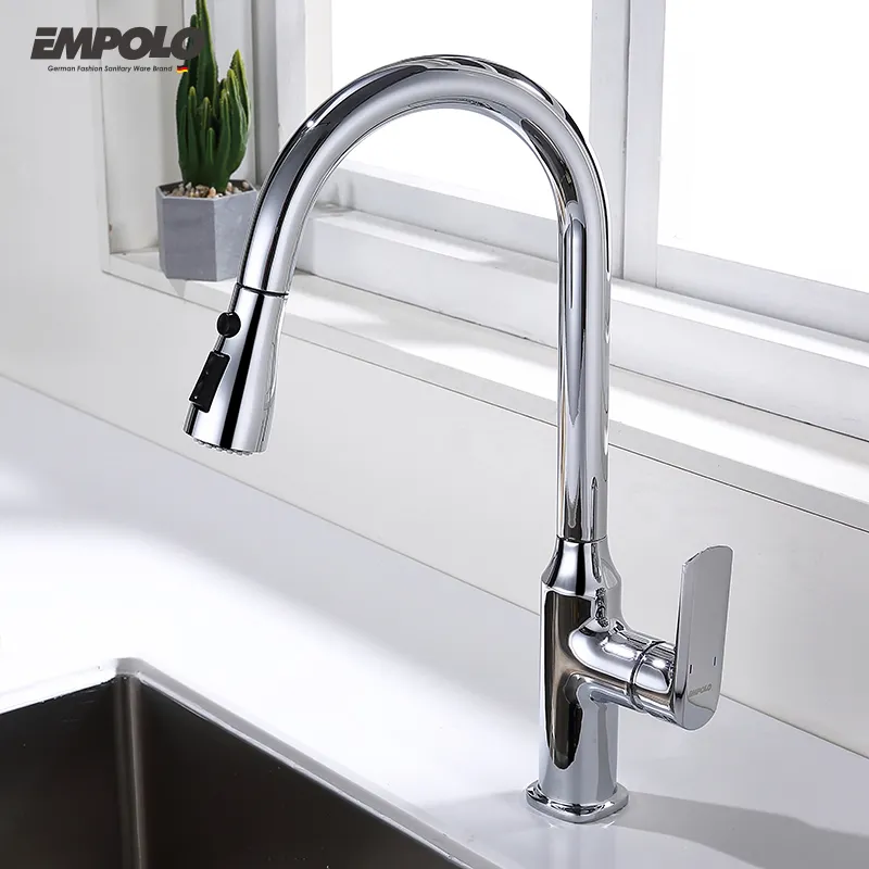 Torneira Kaiping Latão Frio Design Moderno Torneiras De Latão Sólido Torneiras De Bacia Retire Pull Down Torneira De Cozinha Designer Com Pulverizador