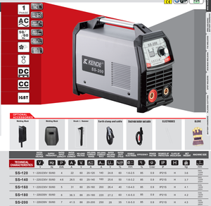 آلة لحام كهربائية جديدة من KENDE بتقنية IGBT العاكسة، آلة لحام MMA محمولة صغيرة تعمل بالتيار المستمر طراز SS-200 مضادة للصدأ - Product Image 3