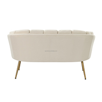 Wohnzimmermöbel Gestepptes Luxus-Samt-Loveseat Sofa im Nordischen Stil – Modernes Zweisitzer Sofa aus Weißem Stoff