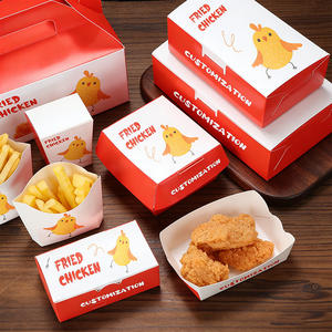 Scatola di Carta Personalizzata per Alimenti, Confezione Pieghevole in Cartone per Patatine Fritte, Pollo, Hamburger da Asporto con Logo Stampato - Product Image 2