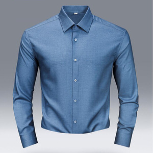 Camicie Lunghe di Alta Qualità in <span class=keywords><strong>Lana</strong></span> per Uomo, Vestibilità Slim, Camicia Formale Tinta Unita, Top da Lavoro Morbidi, Abbigliamento Elegante per Affari - Product Image 2