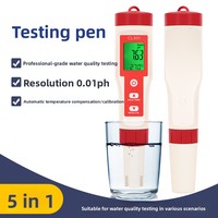 Stylo de test d'eau multifonction Vista 5 en 1 avec détection du chlore libre, ORP, H2, température et pH, écran LCD 0-14 pH 0-60°C