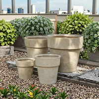 Pot Bunga Meiling Terlaris, Berbagai Warna, Bentuk Persegi, Lapisan Kilap, Untuk Taman Luar Ruangan, Bahan Fiber Clay, Dilengkapi Lubang Drainase