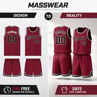 Ensemble de maillots de basket-ball pour garçons Elite, uniforme de basket-ball personnalisé à rayures fines, respectueux de la peau, pour enfants, nom et numéro imprimés pour le jour du match