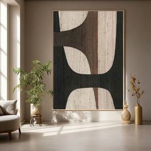 Cuadro Abstracto Grande en Tonos Marrón y Negro, Estilo Wabi Sabi Minimalista, sobre Lienzo, para Decoración Moderna del Hogar y Galería - Product Image 5
